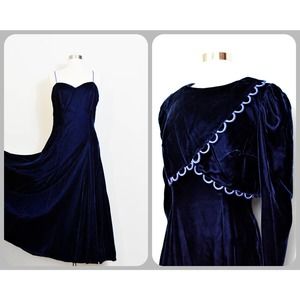 1970s Rayon Velvet Gown with Matching Bolero
